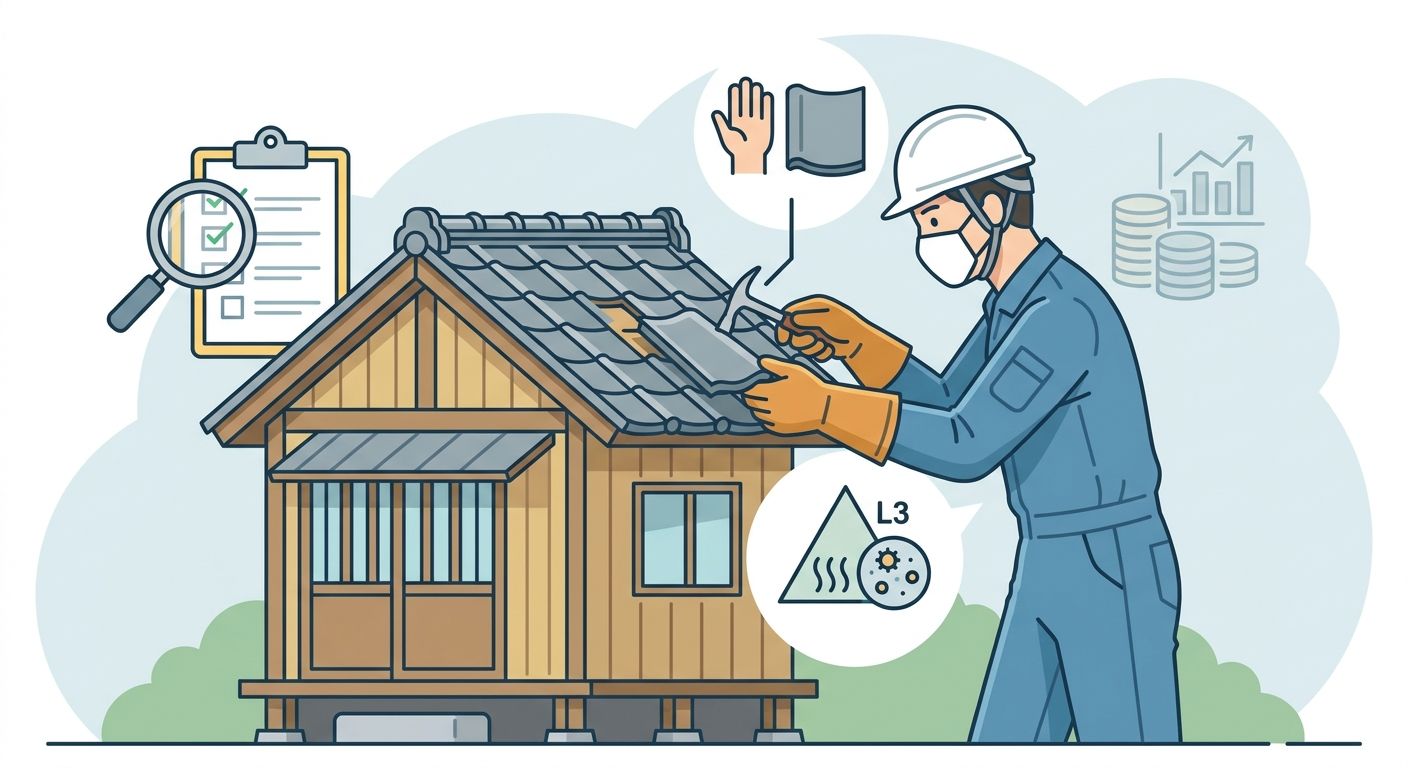 アスベスト含有建材が見つかった場合の対応と費用相場（80㎡未満特化）