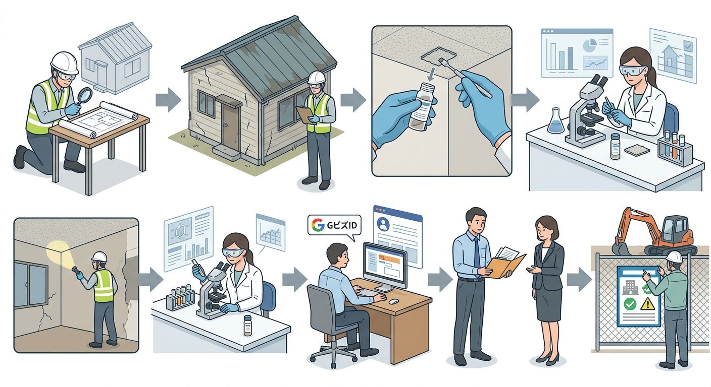 【工程表付き】80㎡未満の解体工事におけるアスベスト事前調査から報告までの流れ